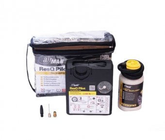 Kit complet compresor cu manomentru+solutie reparat anvelope auto ,moto ,atv AirMAN  12 -17 300ml 12V