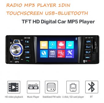Radio Mp3 player Auto 1DIN Bluetooth Avi Dvix Ecran color 3.5 Usb Sd card