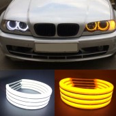 Inele Angel Eyes COTTON Lumina: alba DRL + semnalizare galbena compatibil BMW Seria 3E90 (fara lupa)