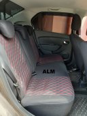 Huse ALM textil - piele romburi  Dacia Logan 2013-2020 bancheta fractionata negru+rosu
