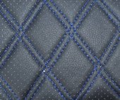 Huse ALM textil - piele romburi Dacia Logan 2013-2020 bancheta fractionata Negru+Albastru
