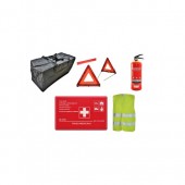 Kit siguranta auto complet omologat RAR Trusa medicala 2 Triunghiuri Stingator 1kg Vesta + Geanta depozitare 