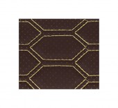 Material imitatie piele hexagon cu gaurele maro/cusatura bej