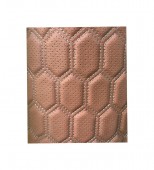 Material imitatie piele tapiterie hexagon cu gaurele maro/cusatura gri 