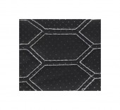 Material imitatie piele Negru cu gaurele model hexagon / cusatura Gri 
