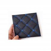 Material piele eco interior tapiterie auto , casa, romb Negru cusatura Albastru